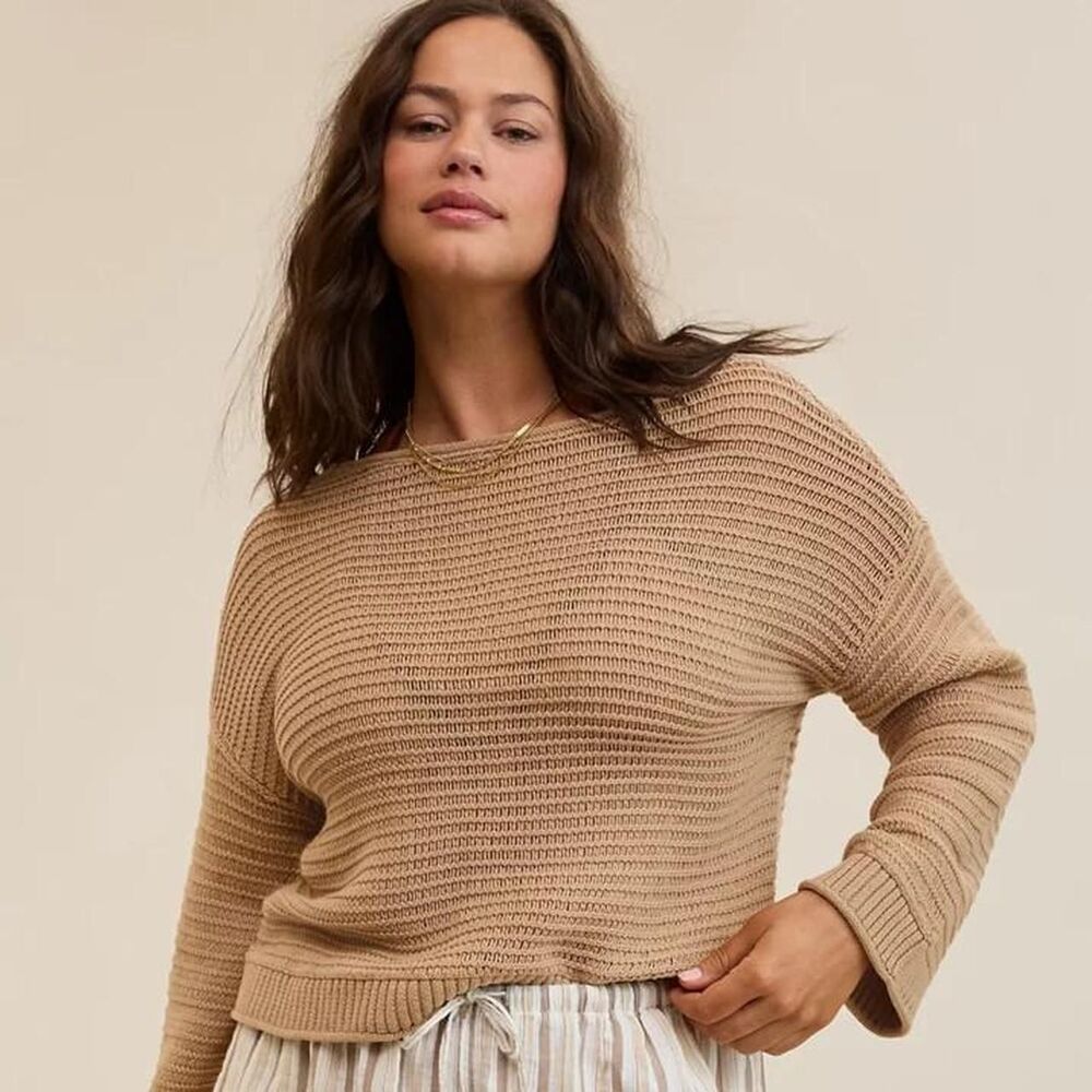 American-eagle Women's Tan and Brown Jumper